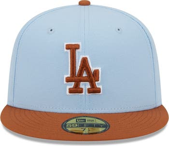 Men's New Era Light Blue/Brown Los Angeles Dodgers Spring Color Basic Two-Tone 59FIFTY Fitted Hat