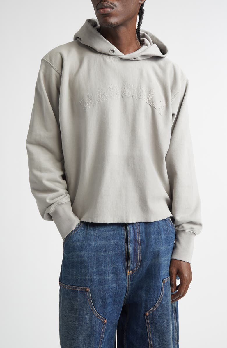 Maison Margiela Décortiqué Logo Raw Cut French Terry Hoodie, Main, color, Dove