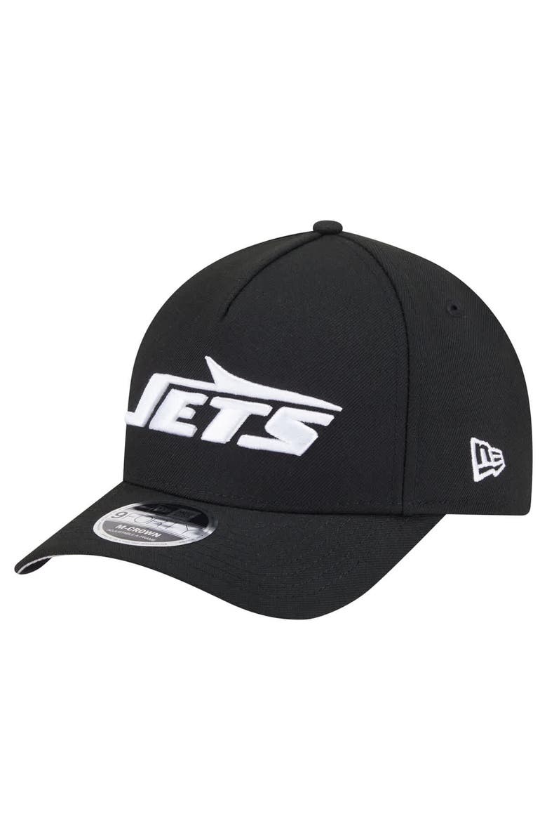 New Era Men's New Era Black New York Jets Team Collection 9FORTY M-Crown A-Frame Adjustable Hat, Main, color, Black