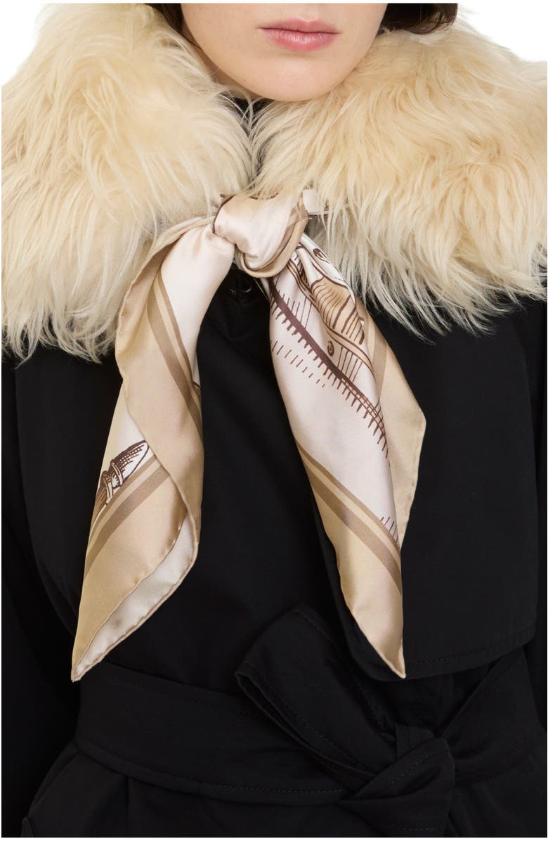 Burberry Scarf Trim Shearling Collar, Main, color, 