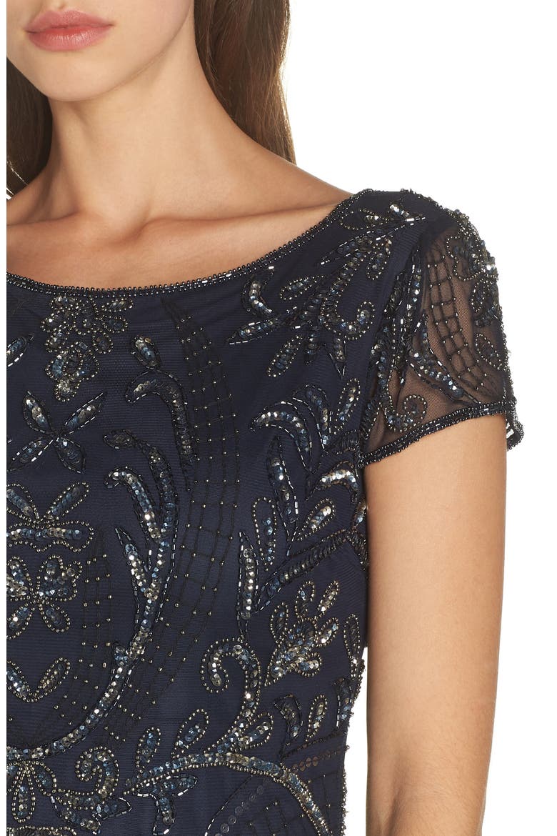 Embellished Mesh Gown, Alternate, color, NAVY