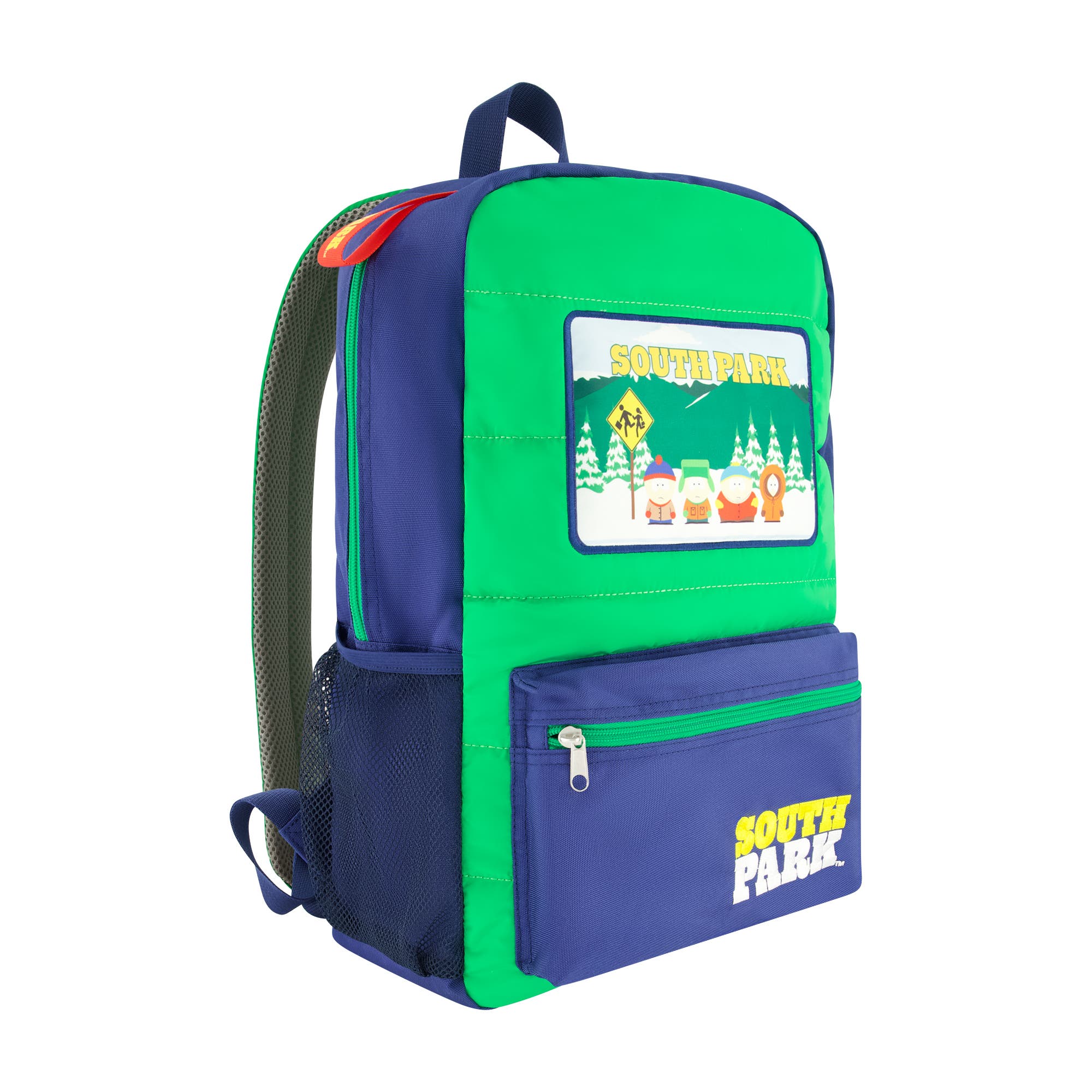 NICK SOUTH PARK Quilted Backpack with Patches, Alternate, color, Green
