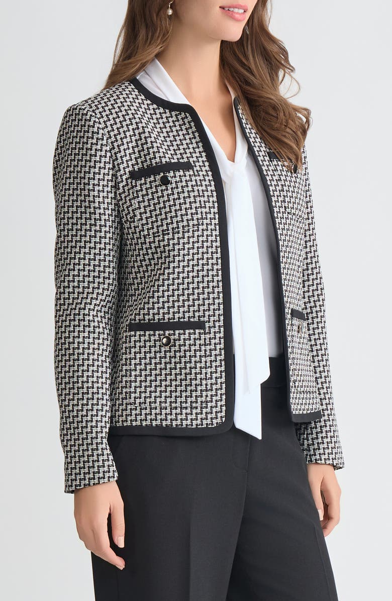 KASPER Patch Pocket Tweed Blazer, Alternate, color, Black/ Vanilla Ice