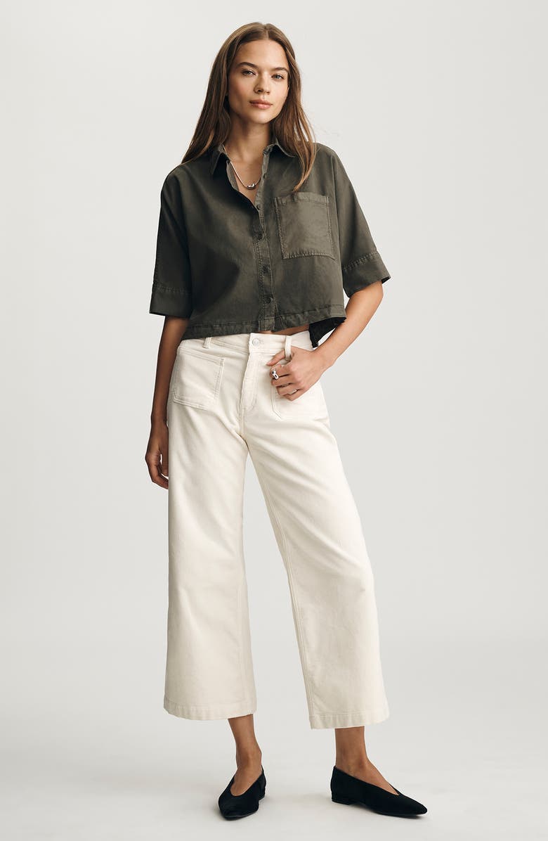 Mavi Jeans Kambaba Crop Button-Up Shirt, Alternate, color, Kambaba Green