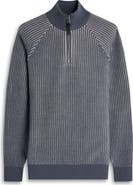 Bugatchi Merino Wool Quarter Zip Polo Sweater