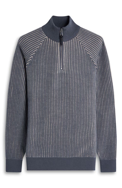Bugatchi Merino Wool Quarter Zip Polo Sweater In Gray