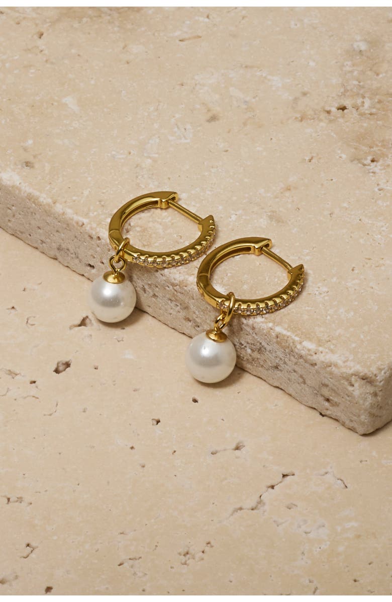 Untamed Petals Perfectly Poised Pearl Hoops, Alternate, color, Gold