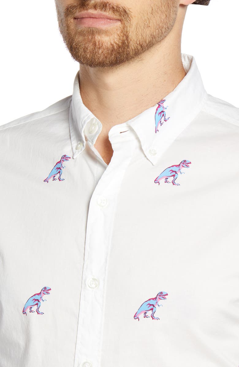 Bonobos Slim Fit Dinosaur Short Sleeve Button-Down Shirt, Alternate, color,
