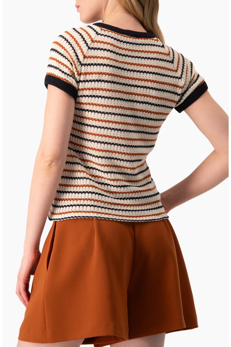 Striped Knit Crewneck Blouse, Alternate, color, Ivory