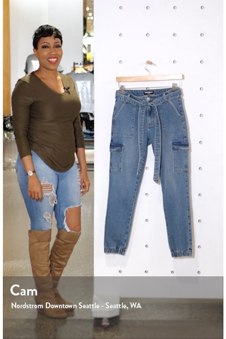 High Waist Cargo Jogger Jeans video