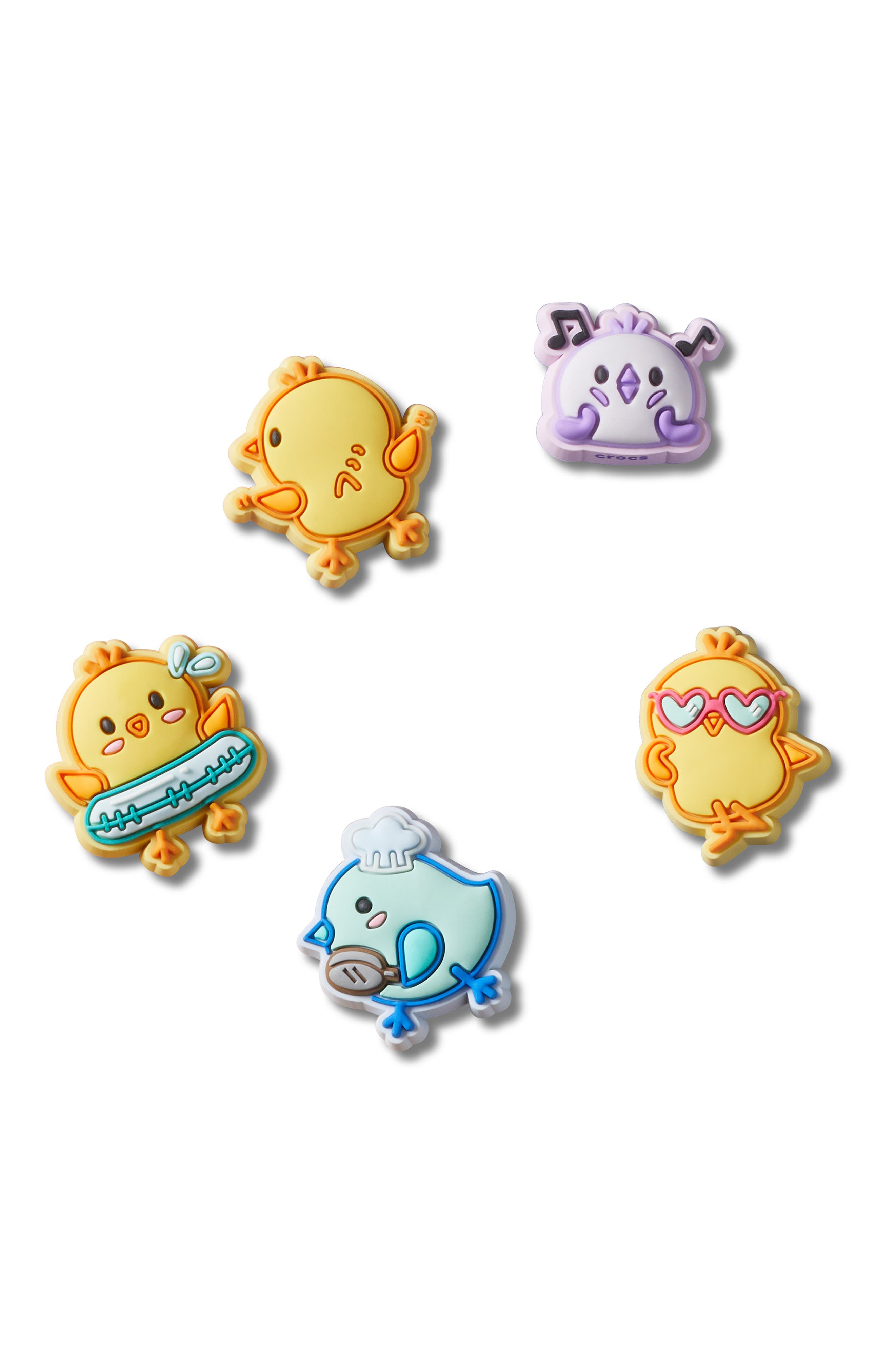 Kids' Assorted 5-Pack Chicks Having Fun CROCS Shoe Charms, Alternate, color, WHITE