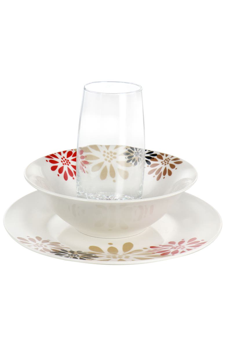 Gibson Everyday Everyday Osaka Blossom Fine Ceramic 12 Piece Dinnerware Combo Set, Alternate, color, White