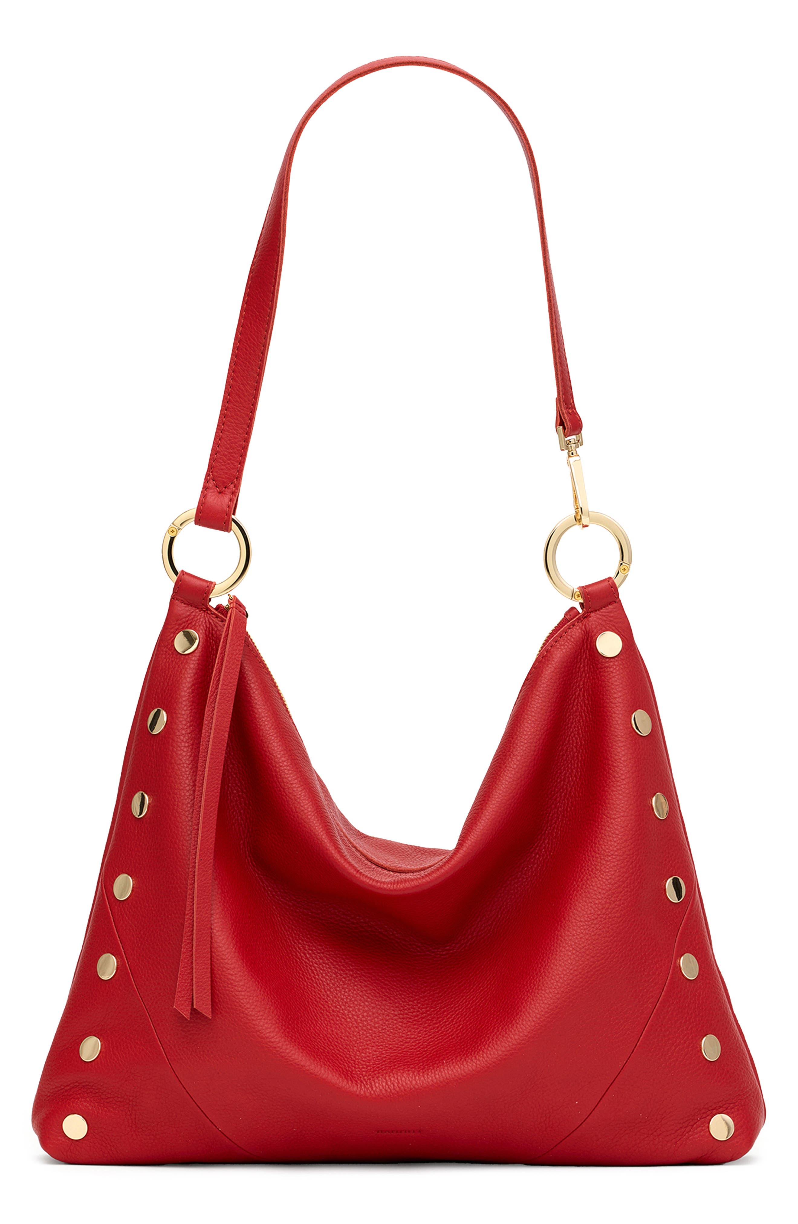 HAMMITT Large Kyle Leather Shoulder Bag, Main, color, Chili Red/ Gold