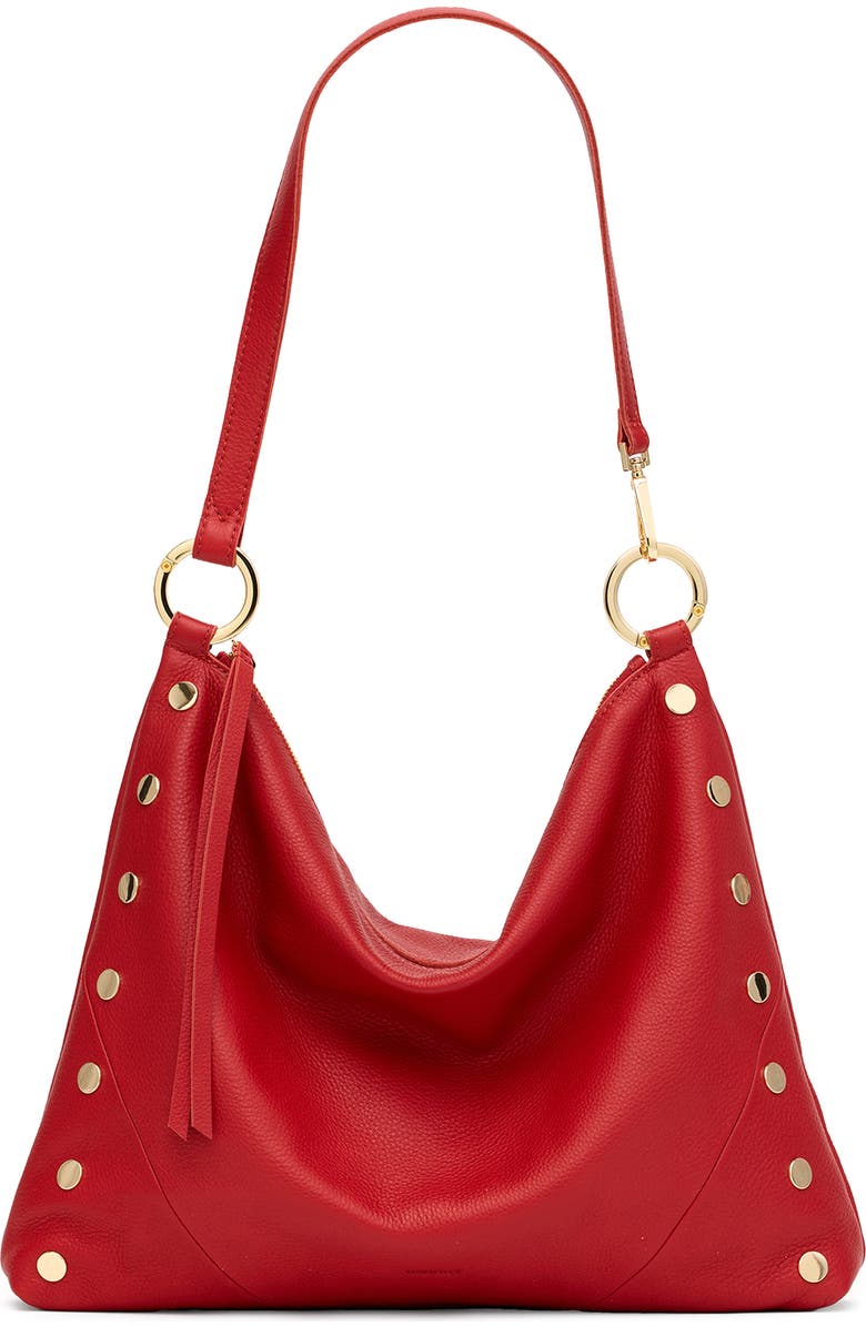 HAMMITT Large Kyle Leather Shoulder Bag, Main, color, Chili Red/ Gold