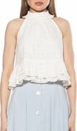 Alexia Admor Roth Smocked Ruffle Halter Top