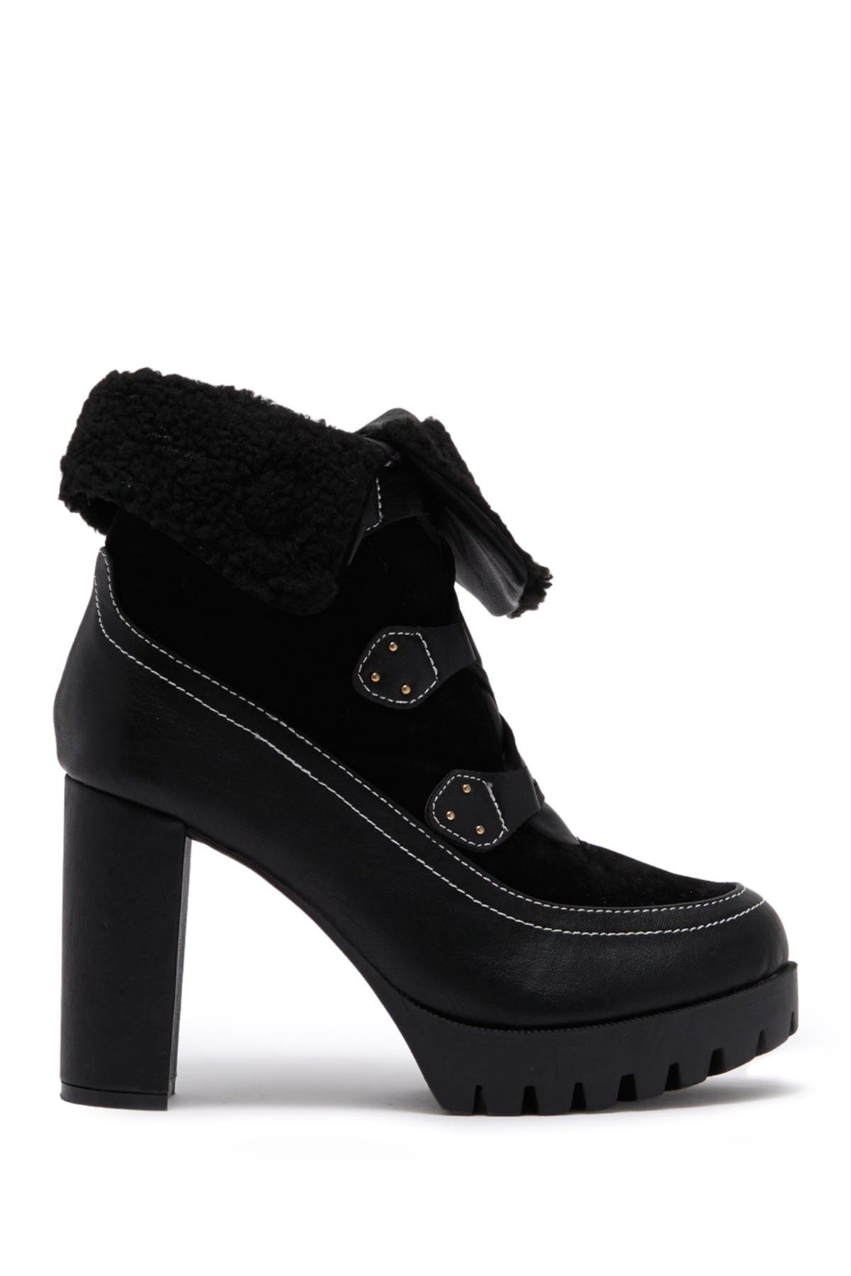 CHASE AND CHLOE Faux Shearling Lug Sole Boot, Alternate, color, 