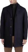 Cole Haan Wool Blend Topcoat with Inset Knit Bib