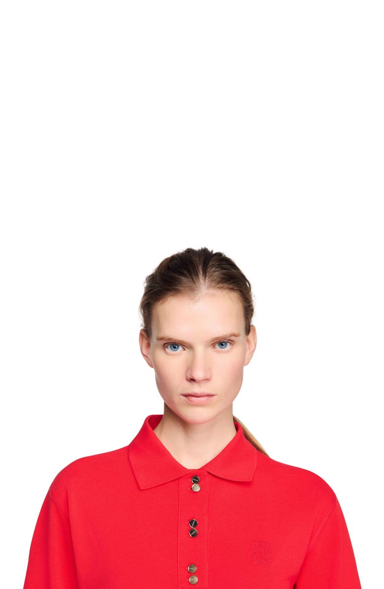SANDRO Polo shirt with decorative buttons, Alternate, color, Red