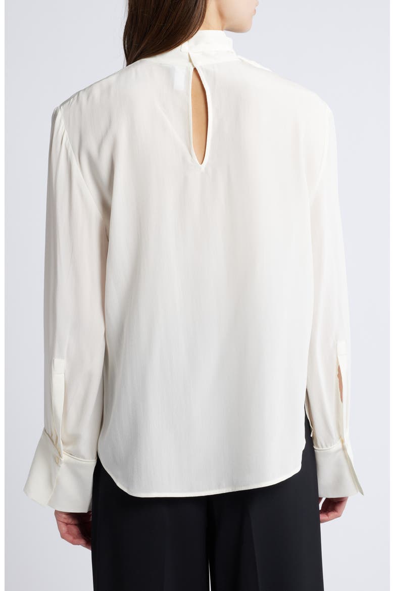 High Collar Silk Chiffon Shirt, Alternate, color, WHITE DUSTY LIGHT