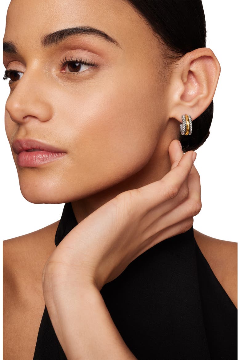 'Cable Classics' Hoop Earrings with Gold, Alternate, color, TWO TONE