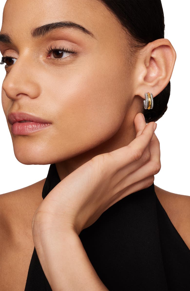 David Yurman 'Cable Classics' Hoop Earrings with Gold, Alternate, color, Two Tone