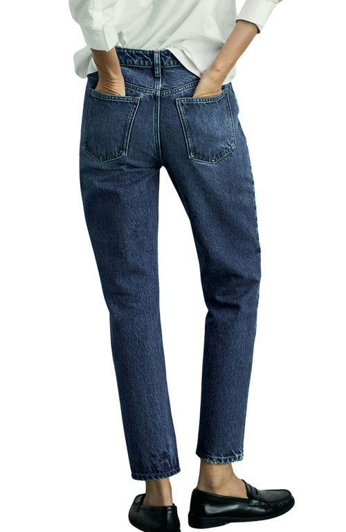 Mango Mom2000 High Waist Straight Leg Jeans In Dark Blue
