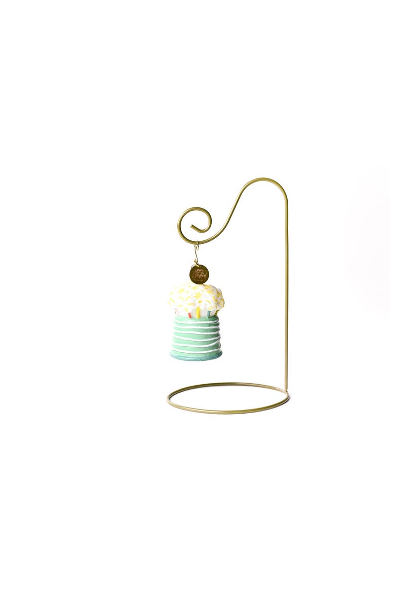 Sparkle Cake Glass Shaped Ornament with Gold Stand, Main, color, Blue