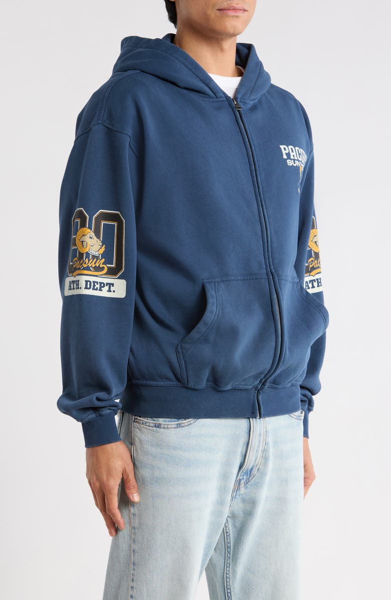 PacSun Athletic Department Cotton Zip Hoodie, Alternate, color, Navy