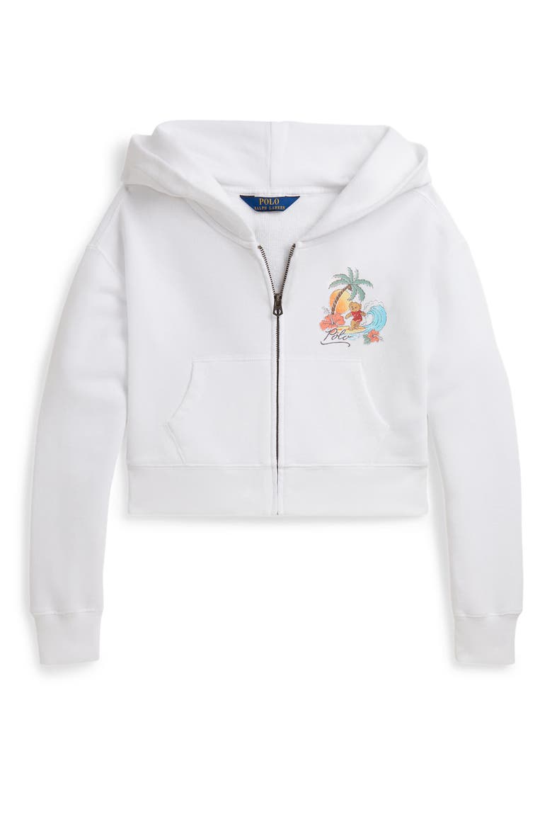 Kids' Polo Bear Cotton Blend Hoodie, Main, color, WHITE