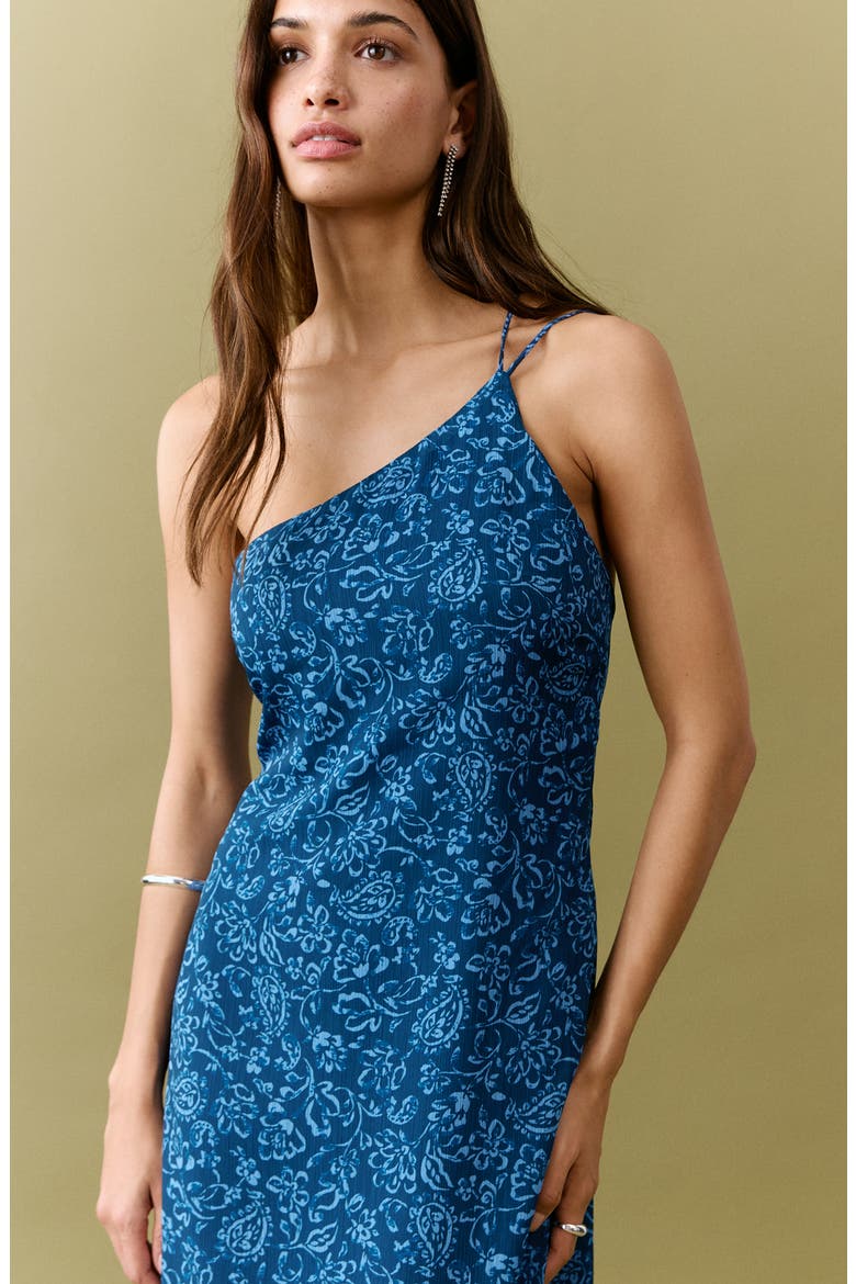 Floral Asymmetric Chiffon Dress, Alternate, color, TURQUOISE