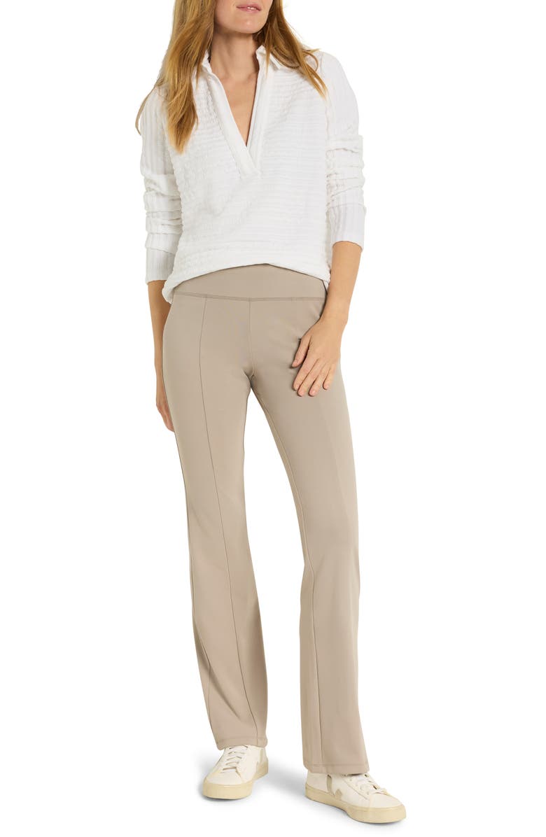 NZ ACTIVE by NIC+ZOE Textured Long Sleeve Johnny Collar Polo, Alternate, color, Paper White