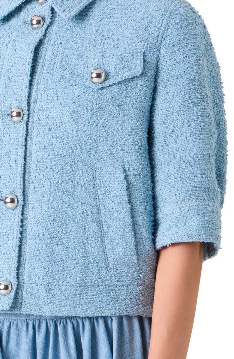 Akris punto Cotton Blend Bouclé Jacket, Alternate, color, Sky Blue