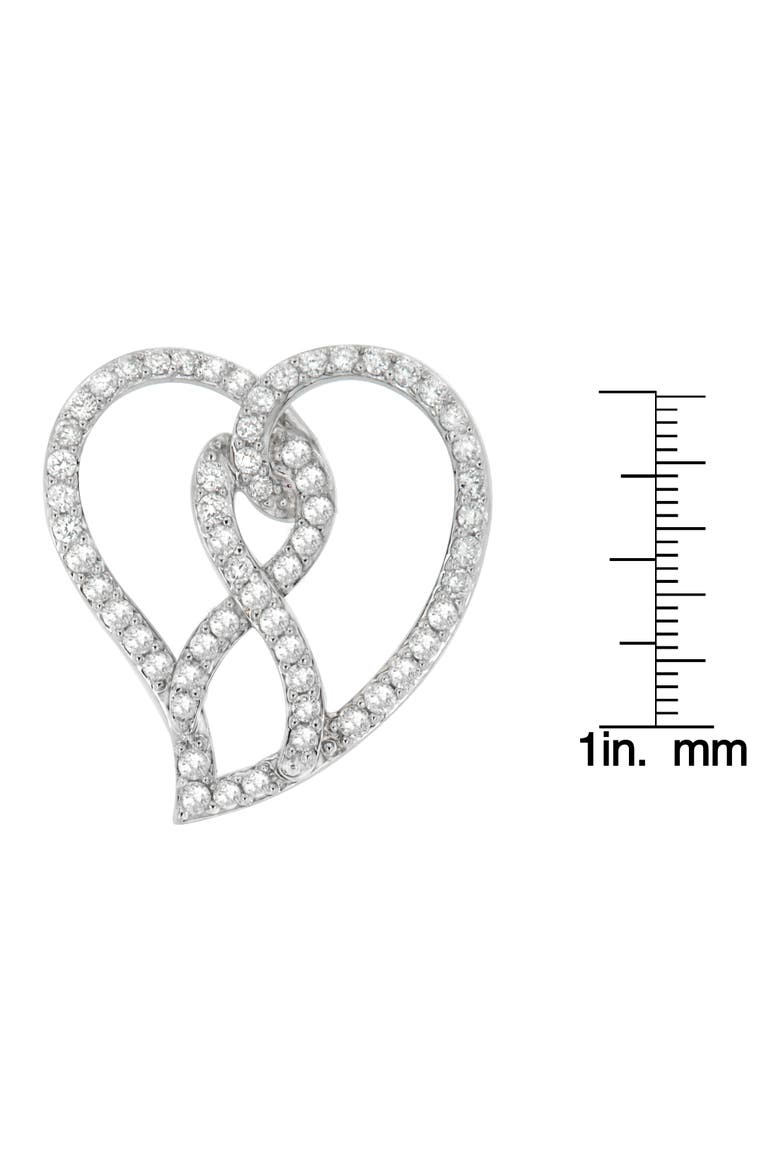 14K White Gold 1.0 Cttw Diamond Awareness Ribbon & Open Heart Pendant Necklace, Alternate, color, White