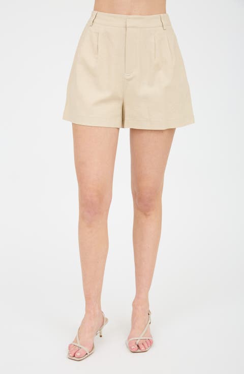 Solid Pleated Front Shorts