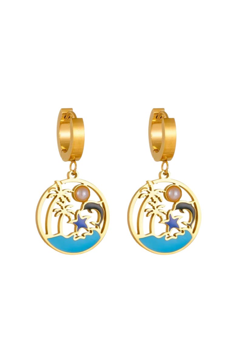 Hollywood Sensation Coastal Magic Turquoise Earrings, Main, color, Gold