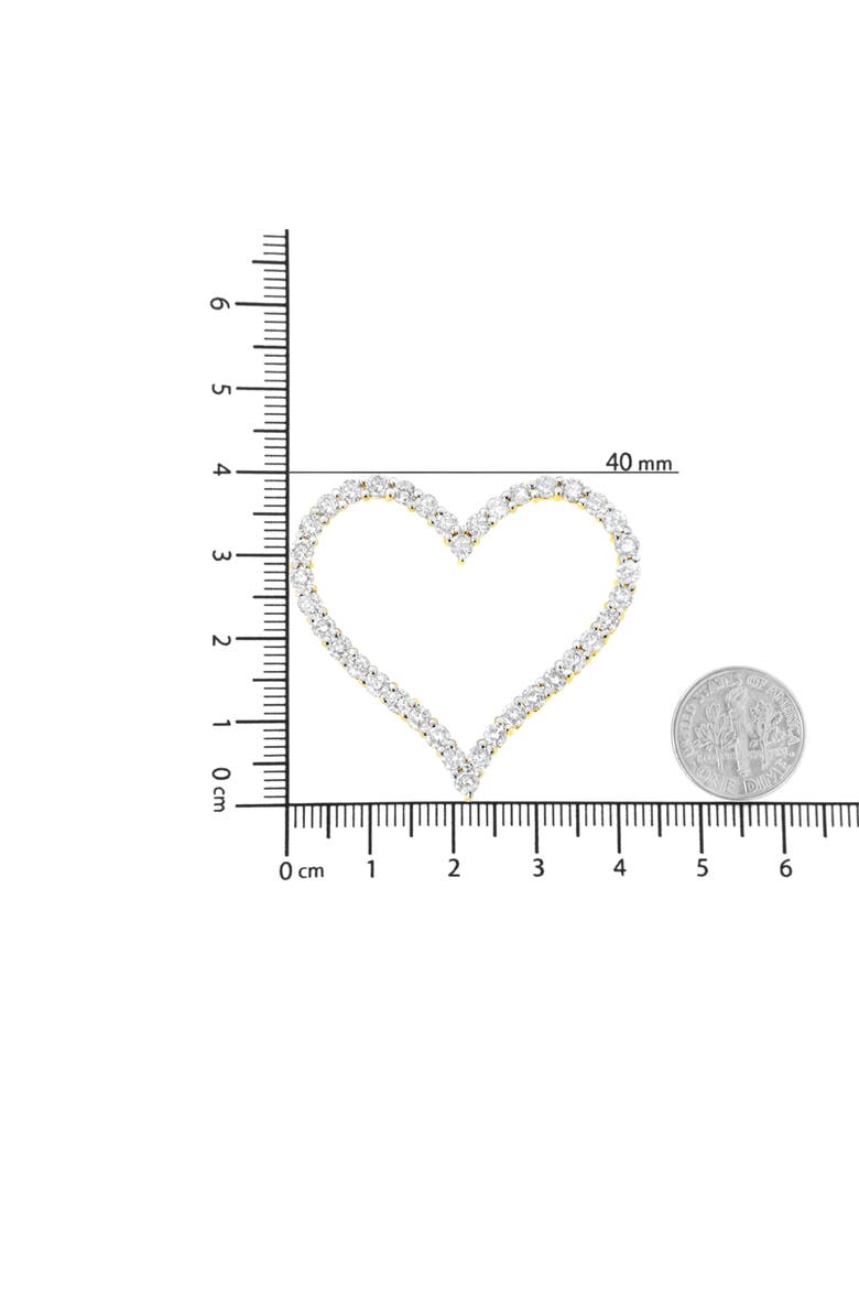 10k Yellow Gold Plated Silver 3.0 cttw Diamond Open Heart Pendant Necklace, Alternate, color, Yellow