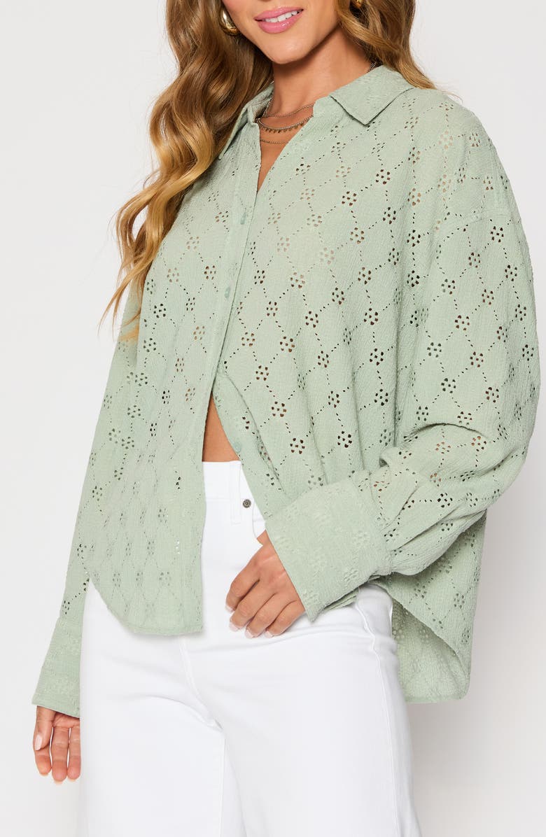 VICI Collection Amber Eyelet Crepe Button-Up Shirt, Alternate, color, 