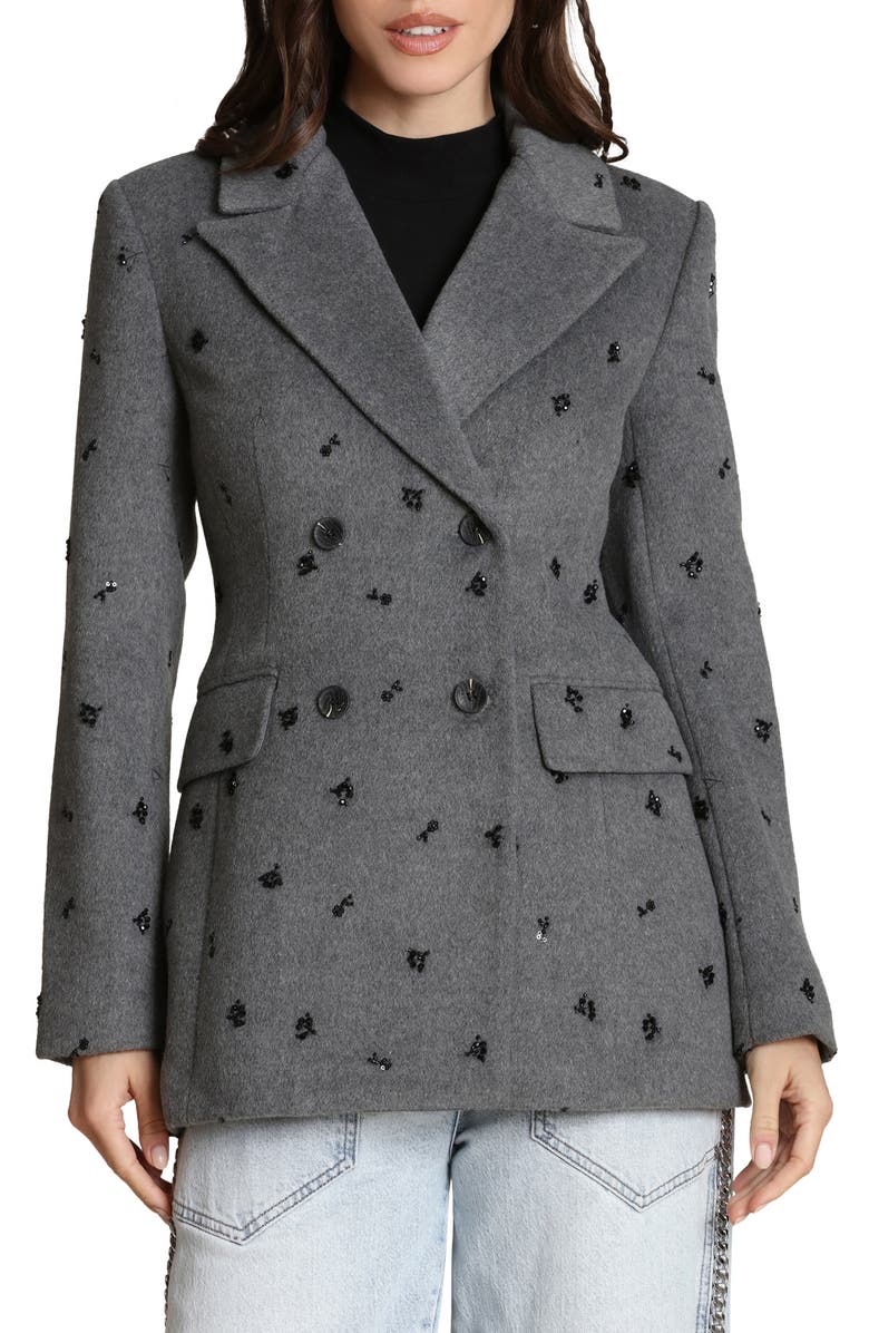 Avec Les Filles Hourglass Beaded Jacket, Main, color, Charcoal Grey