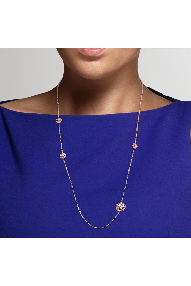 Diamond Station Floral Necklace 18k Rose Gold, Alternate, color, Rose Gold