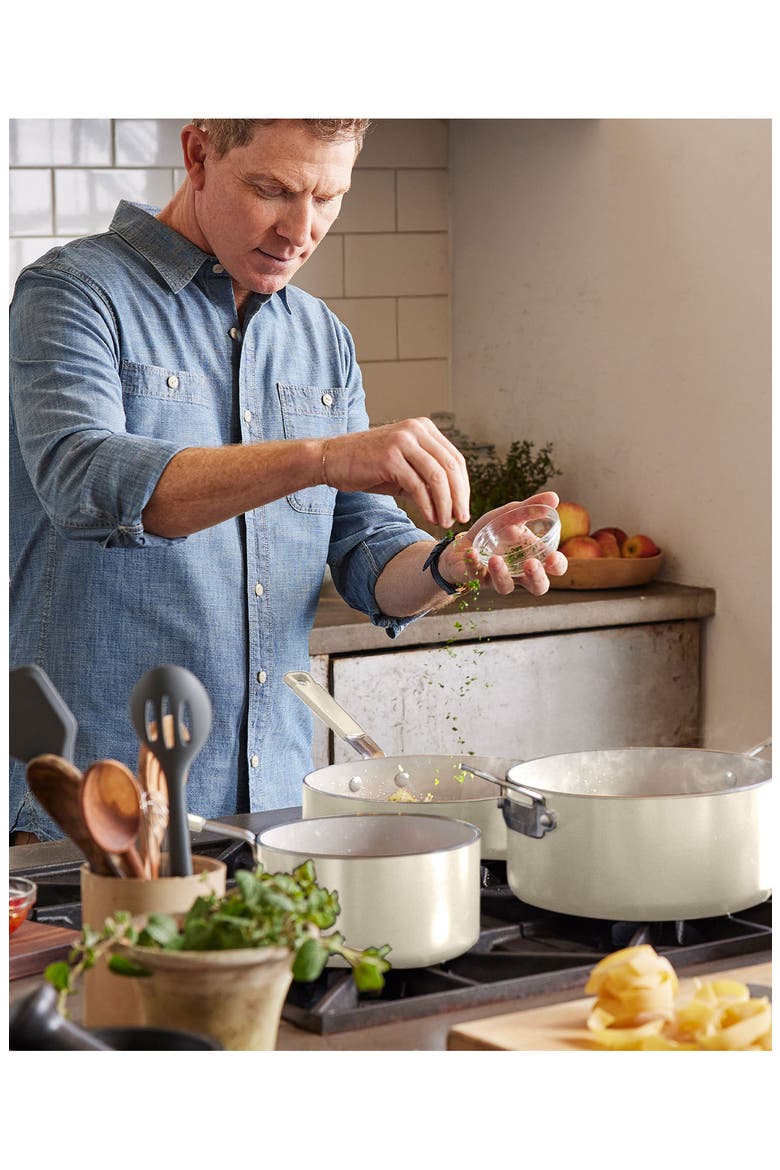 Bobby Flay 13-Piece Nonstick Cookware Set, Alternate, color, CREAM