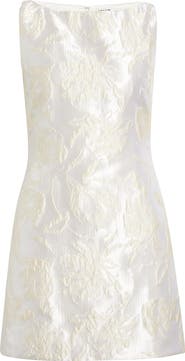 STAUD Mimi Metallic Foral Satin Brocade Dress