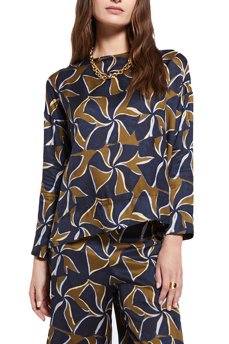 Viscose Blouse With Long Sleeves, Main, color, Blue