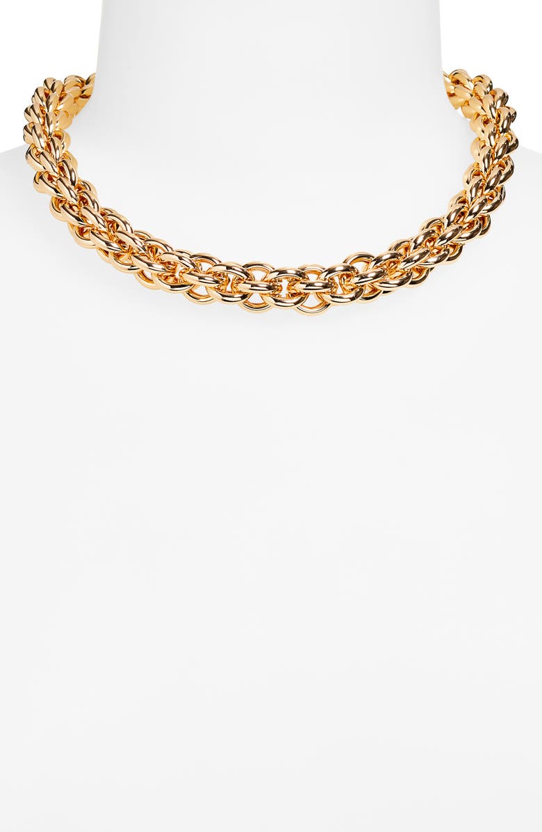 Open Edit Interlocking Link Collar Necklace, Alternate, color, Gold