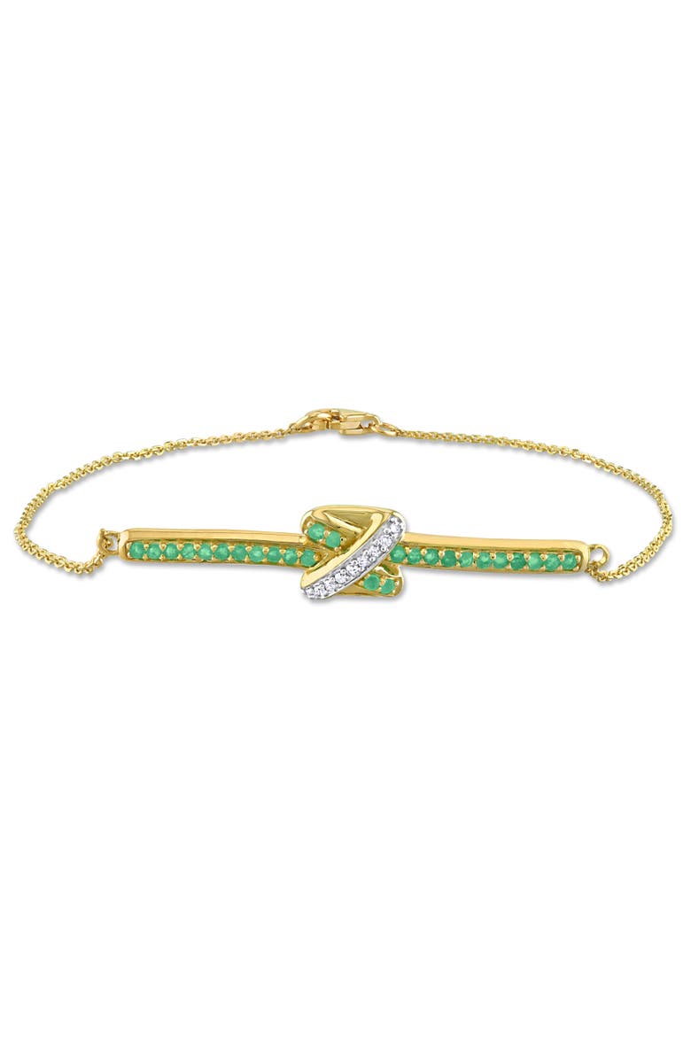 Julianna B. Gemstone & Diamond Crossover Bracelet 14K, Main, color, Emerald