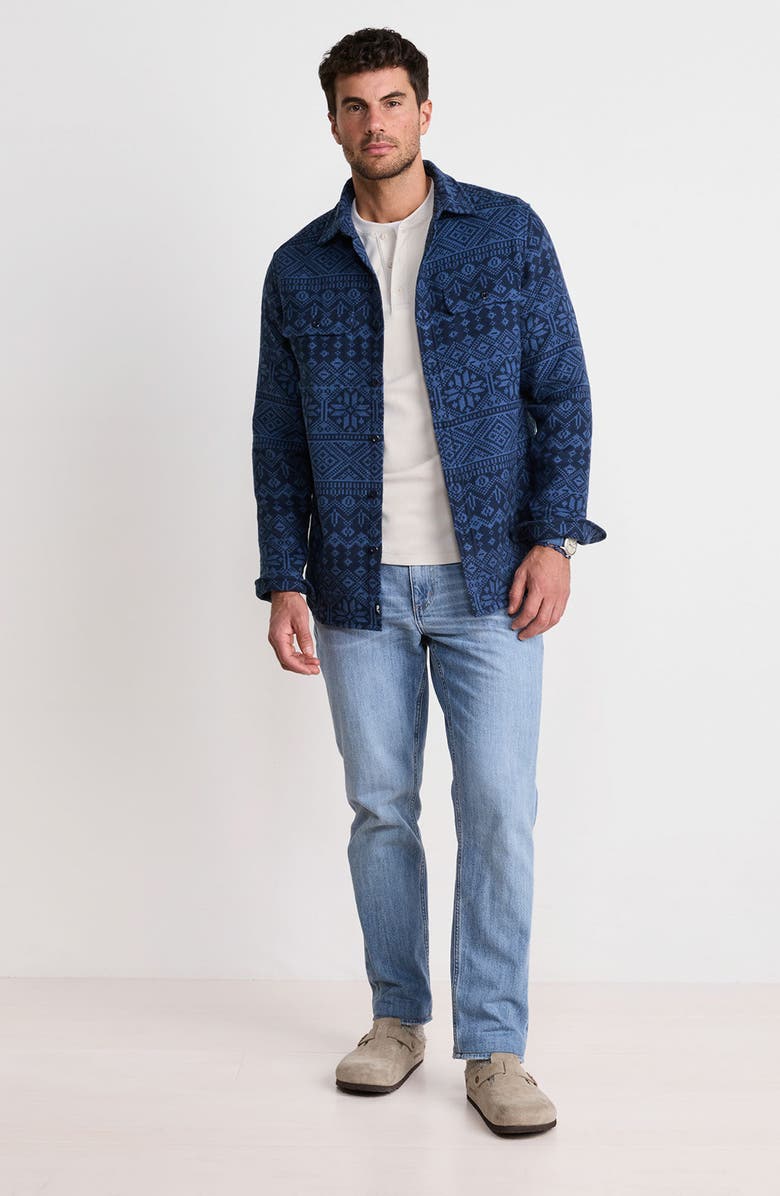 vineyard vines Snowflake Fair Isle Midweight Cotton Flannel Button-Up Overshirt, Alternate, color, Moonshine