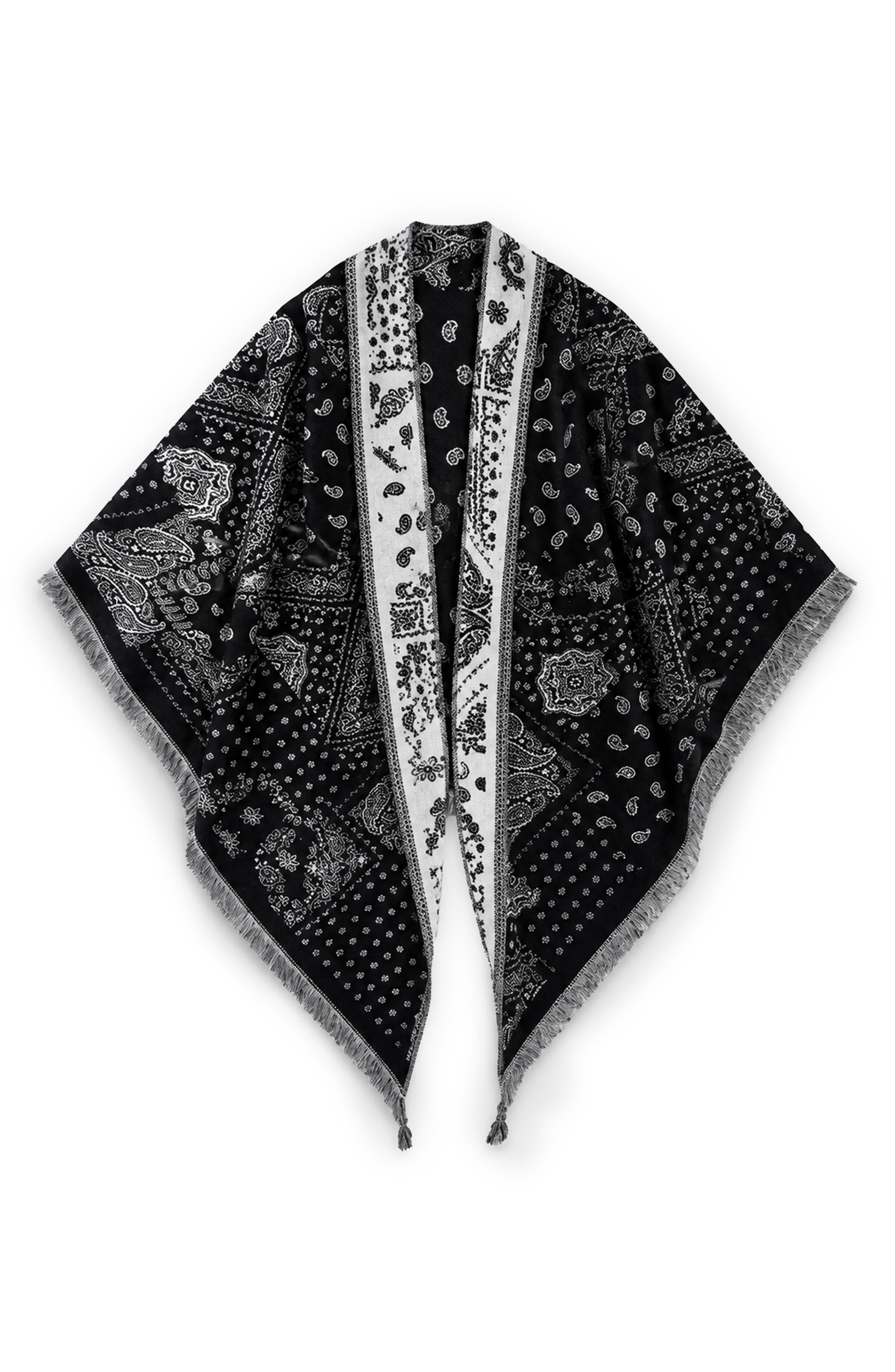 Bandana Print Fringe Shawl