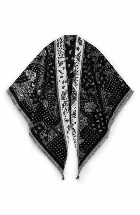 Bandana Print Fringe Shawl