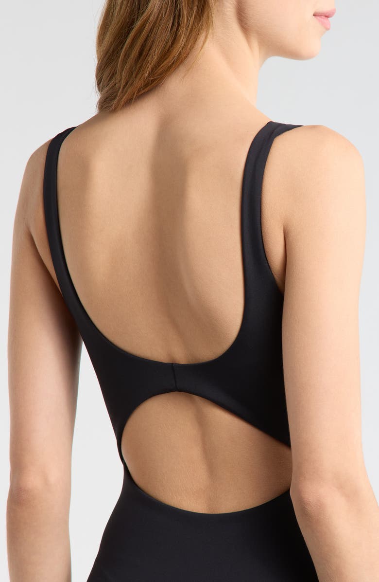 LEFT ON FRIDAY Double Scoop One-Piece Swimsuit, Alternate, color, Jet