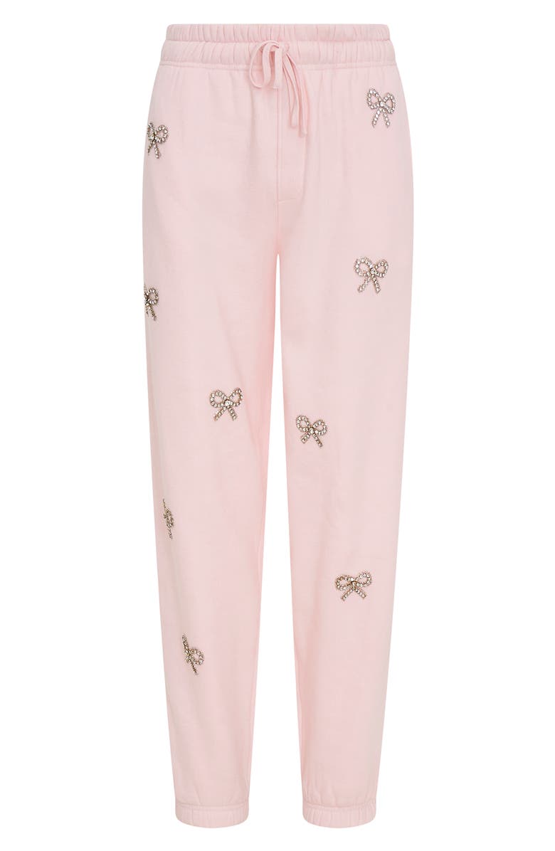 LoveShackFancy Lillia Crystal Bow Sweatpants, Alternate, color, 