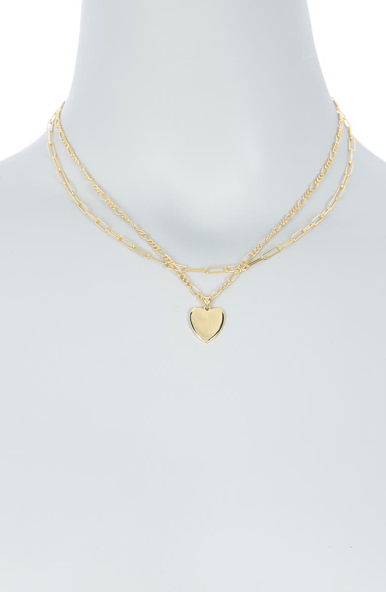 Adornia Layered Heart Pendant Necklace, Alternate, color, Gold